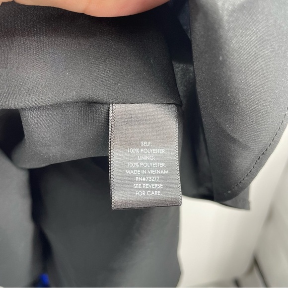 Jason Wu Shift Dress Ruffle V-Neck Black Blue Floral Lightweight Tie Waist XL - Picture 7 of 8